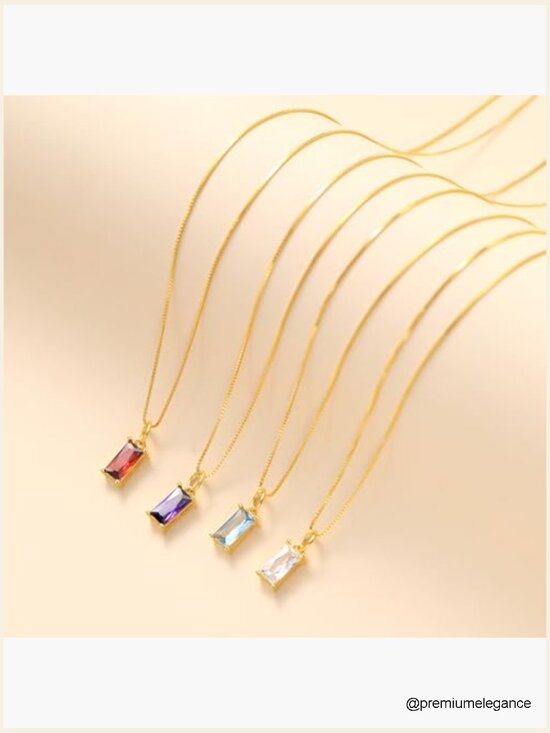 Sterling Silver Cubic Zirconia Birthstone Necklace: Dainty  Dainty Gold Sterling Silver Birthstone Pendant Necklace with Cubic Zirconia,